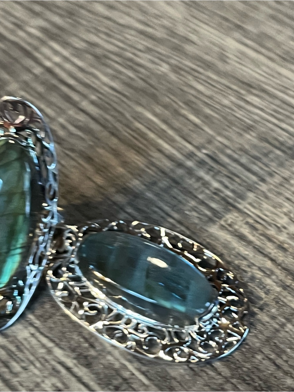 Sterling Silver Green Labradorite Oval Pendant and Ring Set. Sz 6 3/4-7 - Picture 7 of 9